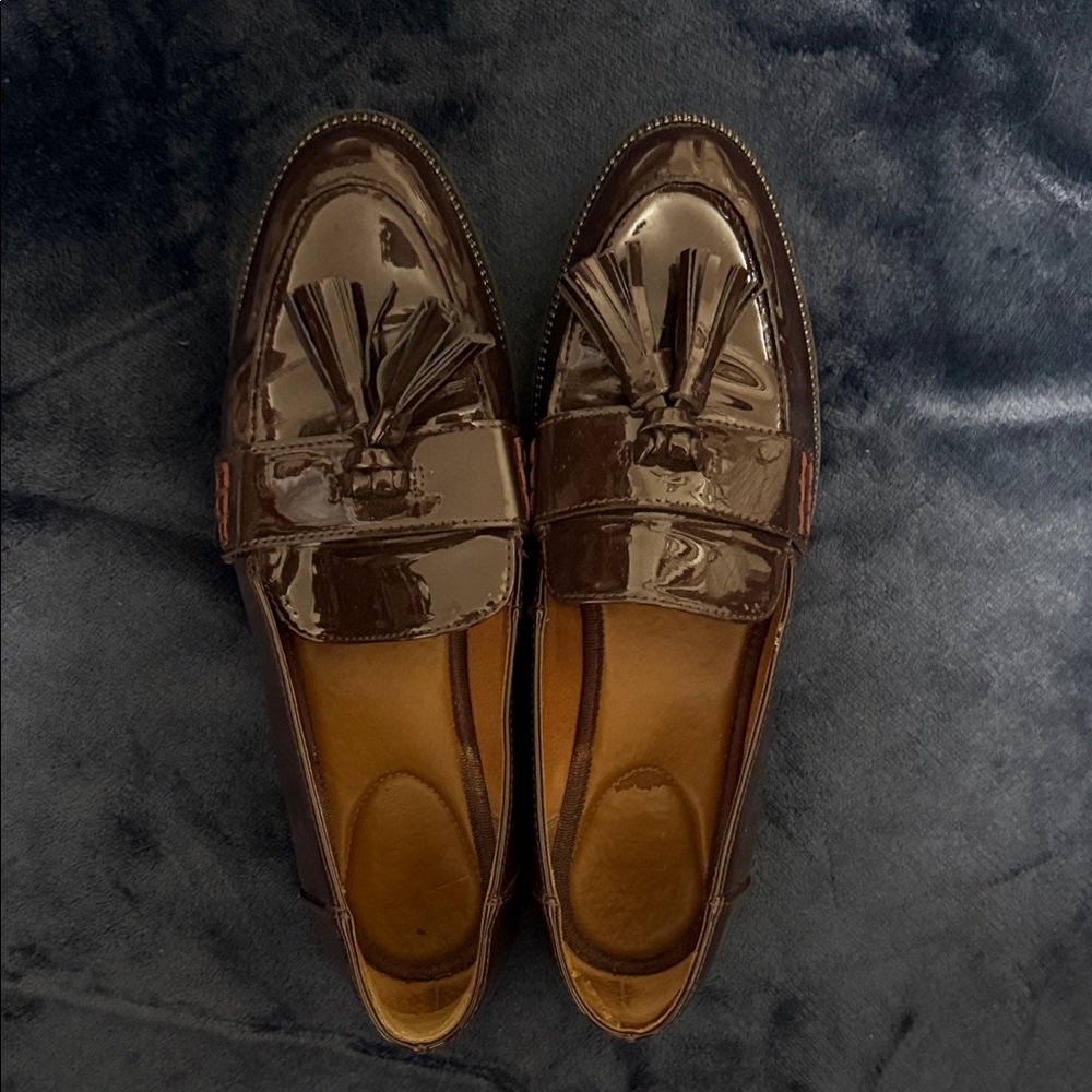 Women’s size 8 Franco Sarto Patent Plum Tassel Loafers